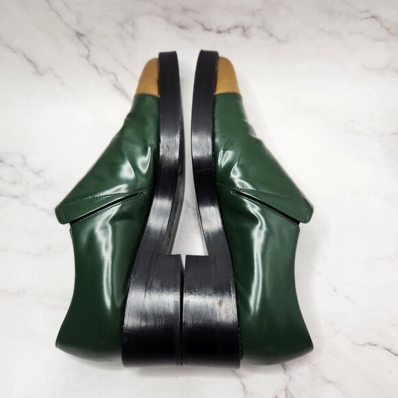 Marni Green Leather Flats with Gold Accents - Picture 5 of 10